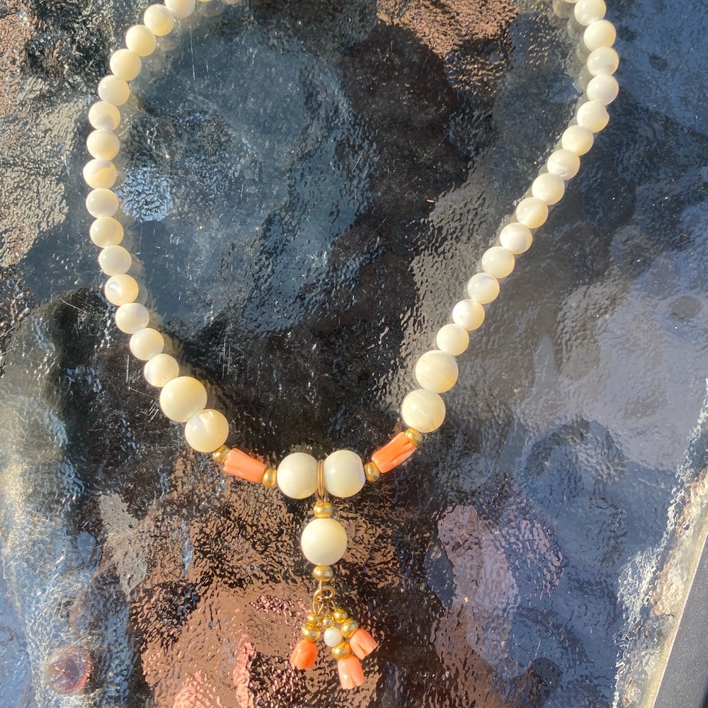Vintage cream and peach necklace.